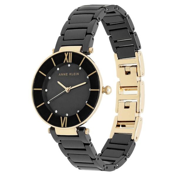 Anne Klein NEAK3266BKRG Women’s Quartz Analog Watch with Black Dial & Black Ceramic strap