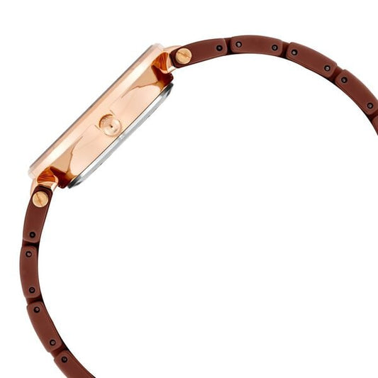 Anne Klein AK3266BNRG Analog Quartz Ladies’ Watch with Brown Dial & Rose-Gold Ceramic Strap