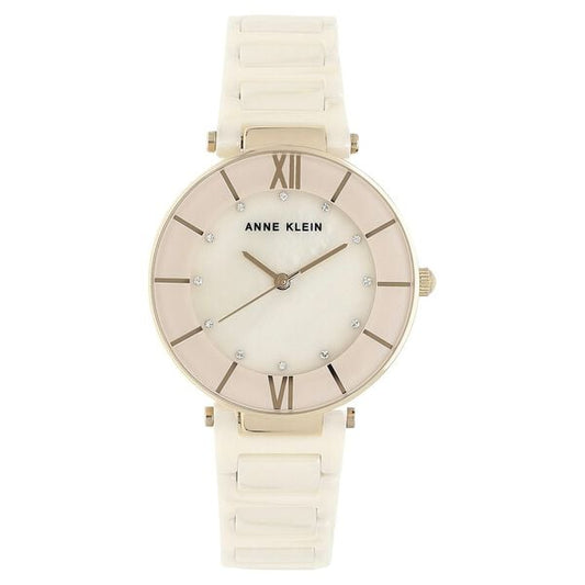 Anne Klein NEAK3266LPRG Analog Quartz Ladies’ Watch with Pink Dial & Pink Ceramic Strap