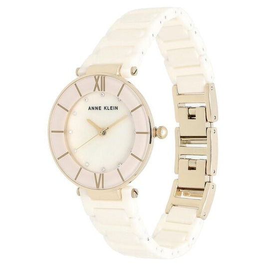 Anne Klein NEAK3266LPRG Analog Quartz Ladies’ Watch with Pink Dial & Pink Ceramic Strap