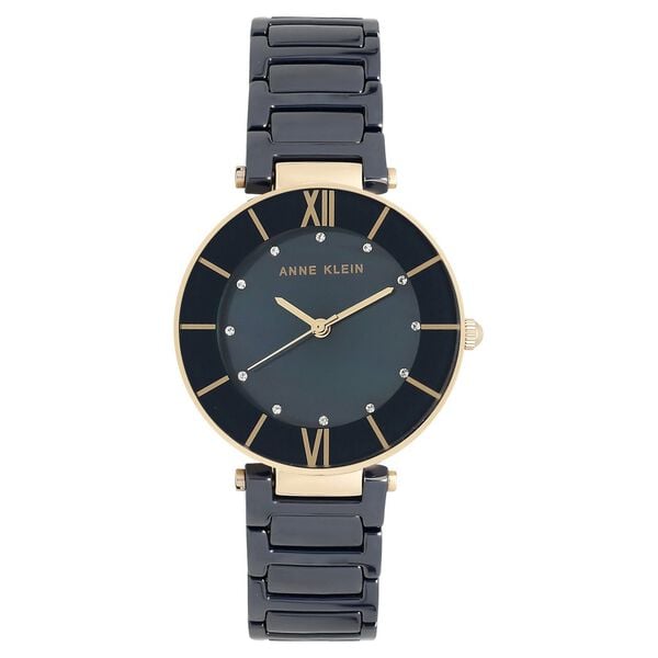 Anne Klein NEAK3266NVRG Women’s Quartz Analog Watch with Blue Dial & Blue Ceramic Strap