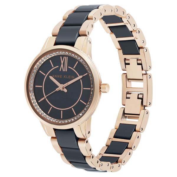 Anne Klein NEAK3344NVRG Analog Quartz Ladies’ Watch with Blue Dial & Two-Tone Ceramic Strap