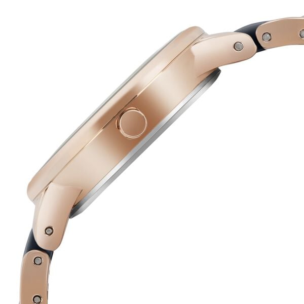 Anne Klein NEAK3344NVRG Analog Quartz Ladies’ Watch with Blue Dial & Two-Tone Ceramic Strap