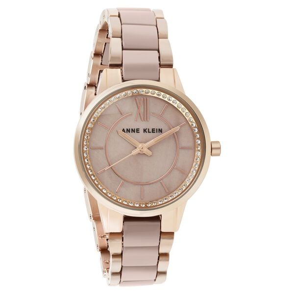 Anne Klein NTAK3344TPRG Women's Quartz Analog Watch Brown  Dial Rose Gold-Tone & Brown Ceramic Bracelet