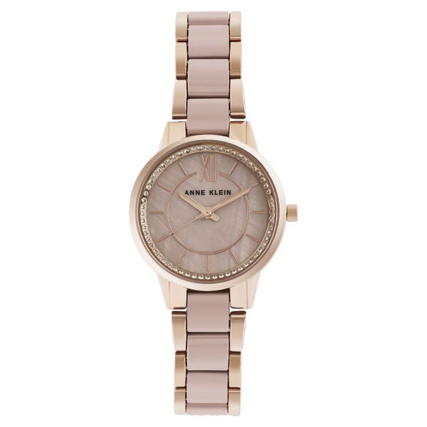 Anne Klein NEAK3344TPRG Women’s Analog Ceramic Watch with Brown Dial & Rose Gold Ceramic Strap