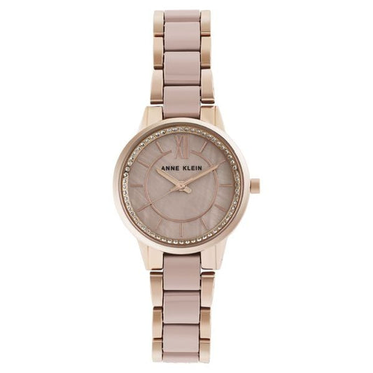 Anne Klein NTAK3344TPRG Women's Quartz Analog Watch Brown  Dial Rose Gold-Tone & Brown Ceramic Bracelet