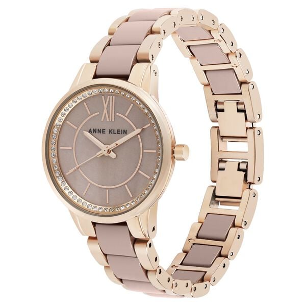 Anne Klein NEAK3344TPRG Women’s Analog Ceramic Watch with Brown Dial & Rose Gold Ceramic Strap