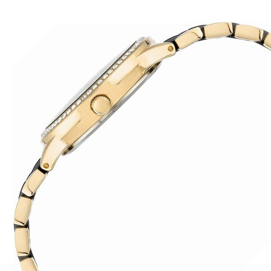 Anne Klein NEAK3672BKGB Analog Quartz Ladies’ Watch with Black Dial & Black & Gold Ceramic Strap