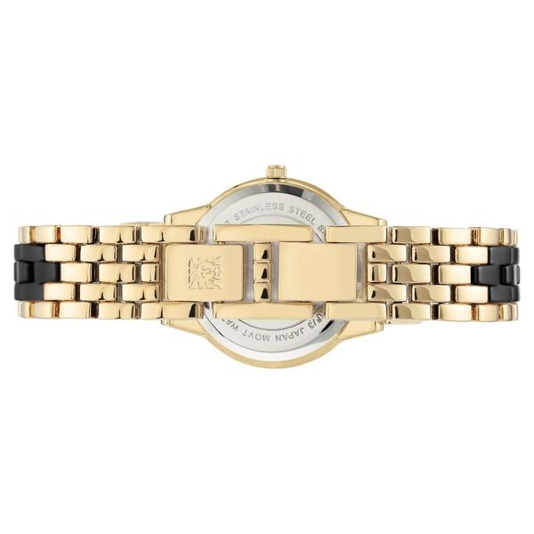 Anne Klein NEAK3672BKGB Analog Quartz Ladies’ Watch with Black Dial & Black & Gold Ceramic Strap