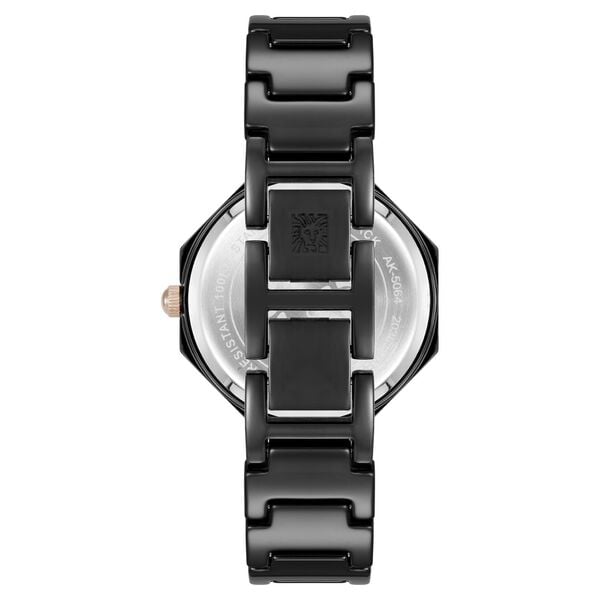Anne Klein AK5064BKBK Women’s Quartz Analog Watch with Black Octagonal Dial & Black Ceramic Strap