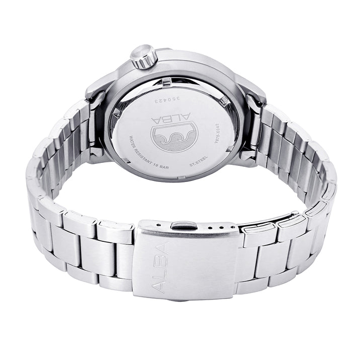 Alba AL4247X1 Men’s Automatic Watch with Black Dial, Silver Stainless-Steel Bracelet