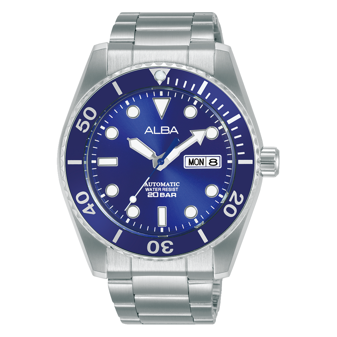 Alba AL4359X1 Automatic Men’s Watch with Blue Dial & Silver Stainless Steel Strap