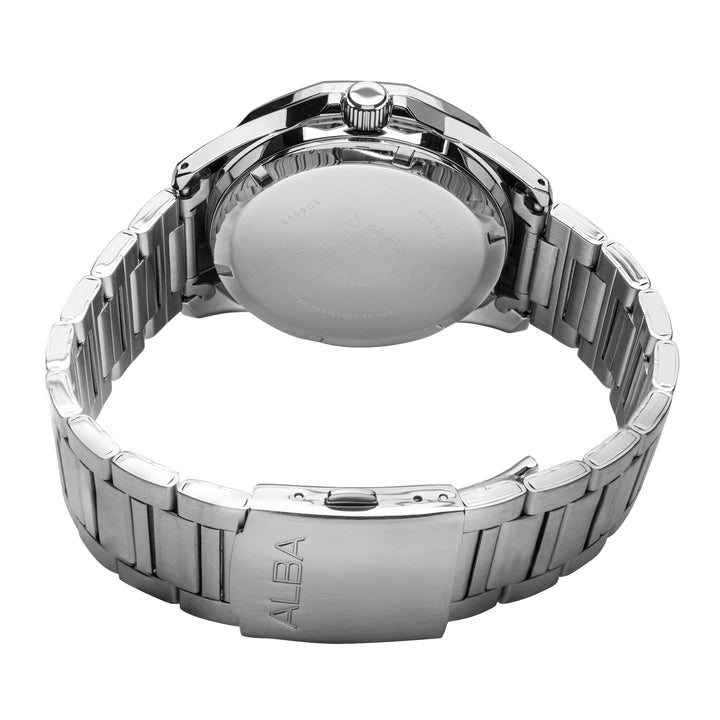 Alba AL4541X1 Men’s Automatic Watch with Blue-Black Gradation Dial & Silver Stainless-Steel Strap