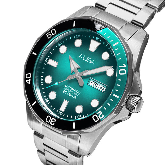 Alba AL4545X1 Automatic Analog Men’s Watch with Turquoise & Black Gradation Dial