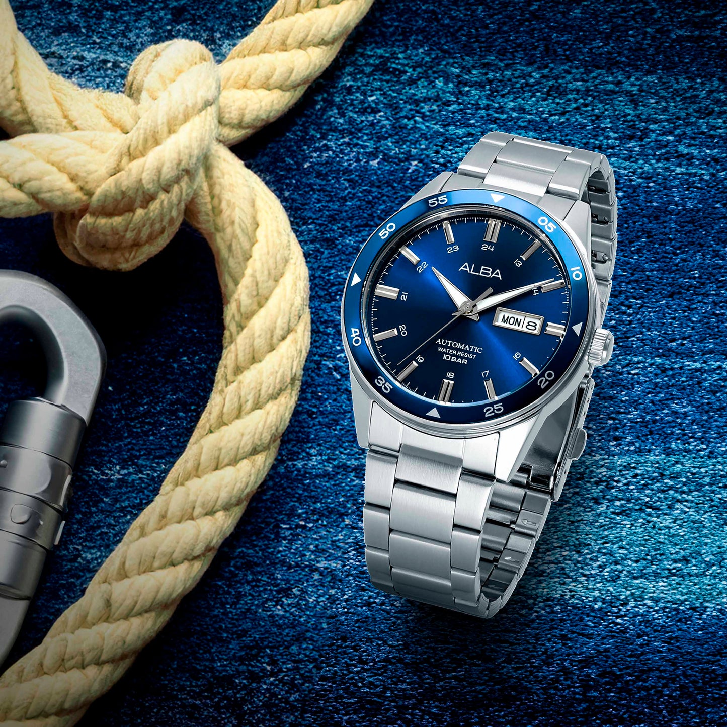 Alba AL4593X1 Analog Automatic Men’s Watch with Blue Dial & Silver Stainless Steel Strap