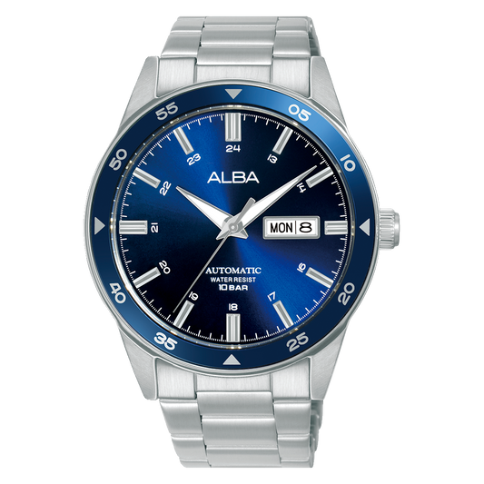 Alba AL4593X1 Analog Automatic Men’s Watch with Blue Dial & Silver Stainless Steel Strap