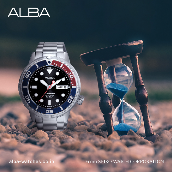 Alba AL4247X1 Men’s Automatic Watch with Black Dial, Silver Stainless-Steel Bracelet