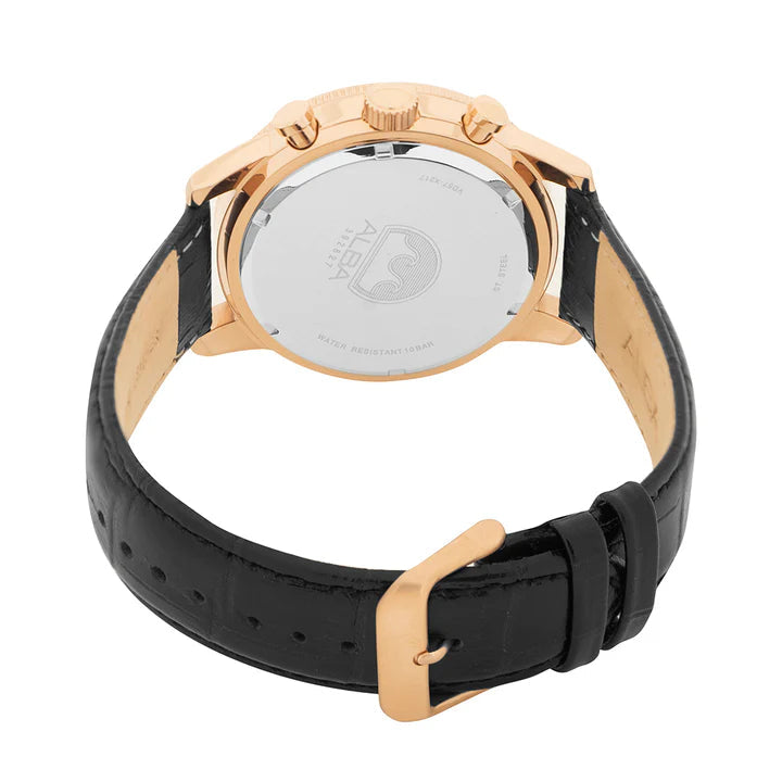 Alba AM3960X1 Men’s Chronograph Watch with Blue Patterned Dial & Genuine Leather Strap