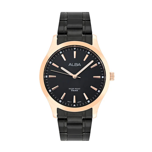 Alba ARX006X1 Analog Quartz Men’s Watch with Black Dial & Black Stainless Steel Strap