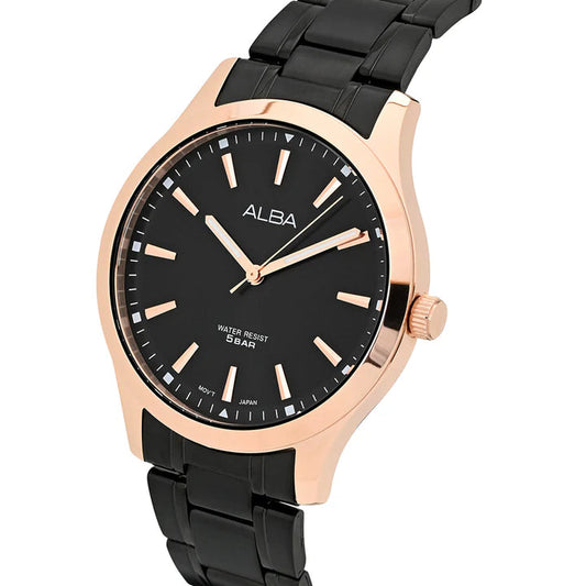 Alba ARX006X1 Analog Quartz Men’s Watch with Black Dial & Black Stainless Steel Strap