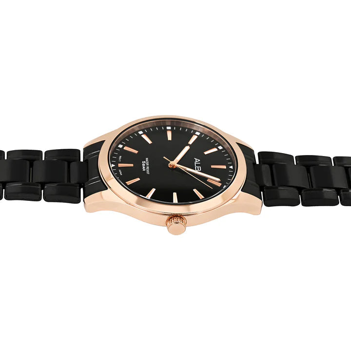 Alba ARX006X1 Analog Quartz Men’s Watch with Black Dial & Black Stainless Steel Strap