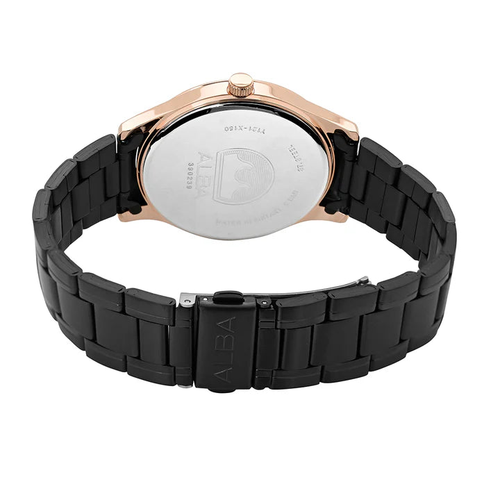 Alba ARX006X1 Analog Quartz Men’s Watch with Black Dial & Black Stainless Steel Strap