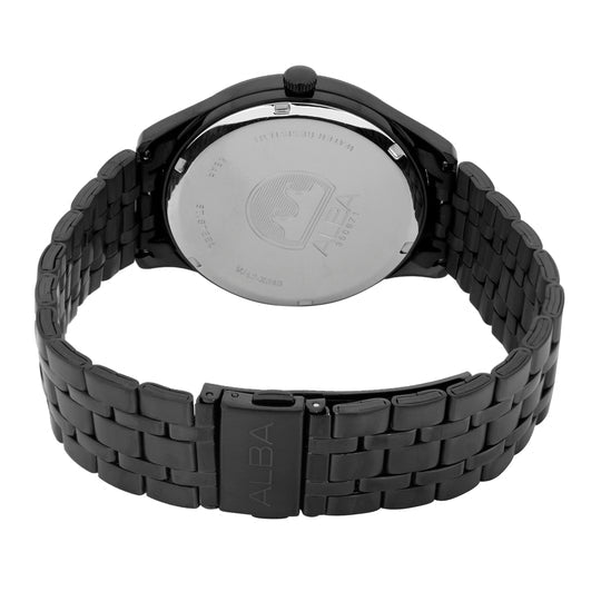 Alba AS9R25X1 Men’s Analog Watch with Black Marble Dial & Black Stainless-Steel Strap