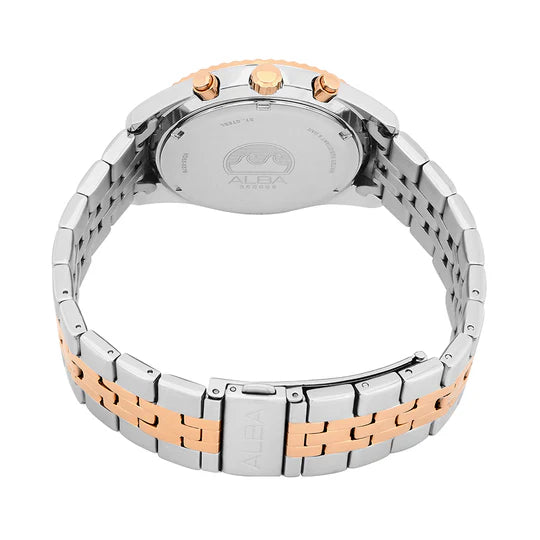 Alba AT3H12X1 Men’s Chronograph Watch with Black Dial & Two-Tone Stainless Steel Bracelet