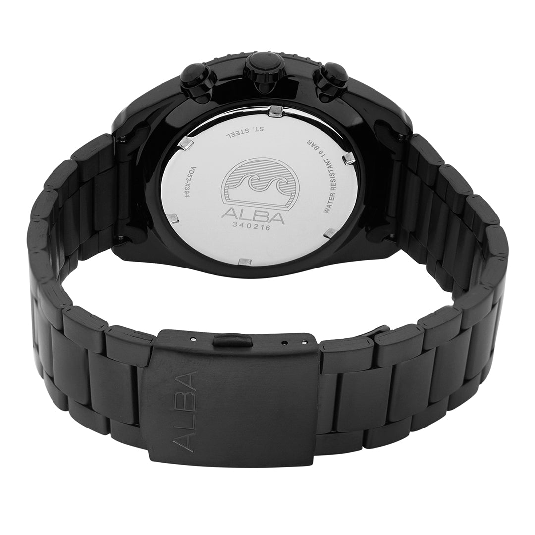Alba AT3J09X1 Men’s Chronograph Watch with Black-Blue Gradation Dial & Stainless Steel Strap