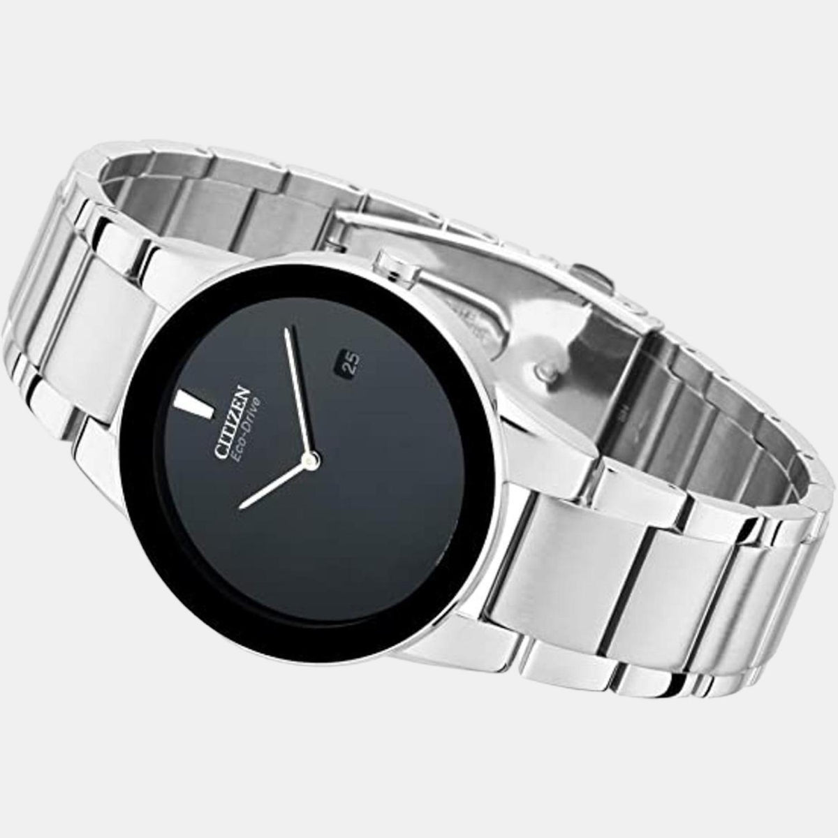 Citizen AU1060-51E Axiom Eco-Drive Men’s Watch | Black Dial | Silver Stainless Steel Bracelet | Date Display | Light-Powered Movement