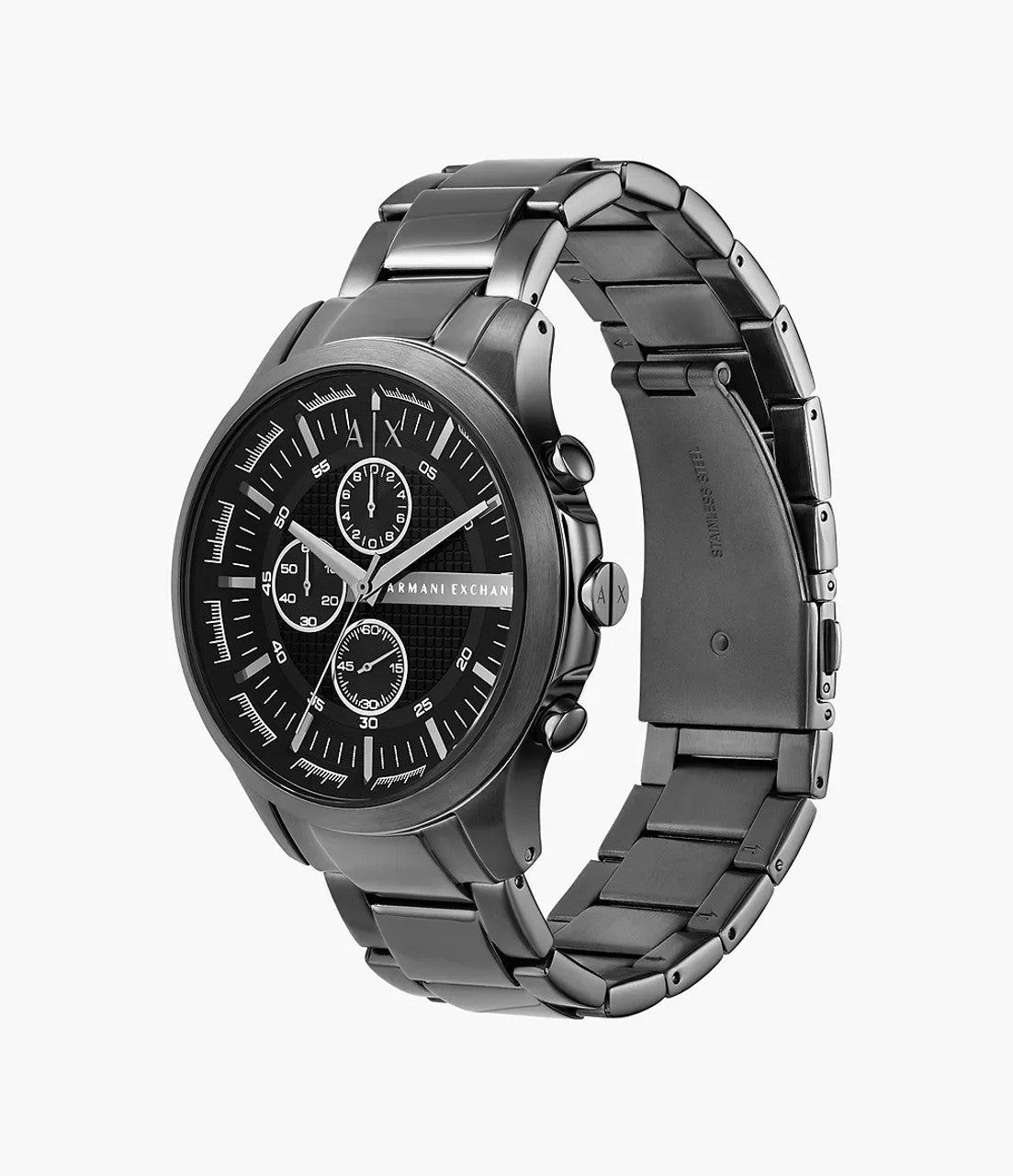 Armani Exchange AX2454I Men's Quartz Chronograph Watch Black Dial Gunmetal Stainless Steel Bracelet