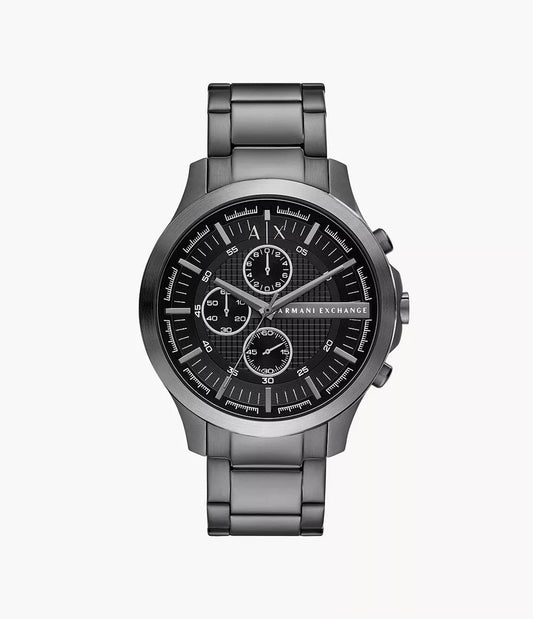 Armani Exchange AX2454I Men's Quartz Chronograph Watch Black Dial Gunmetal Stainless Steel Bracelet