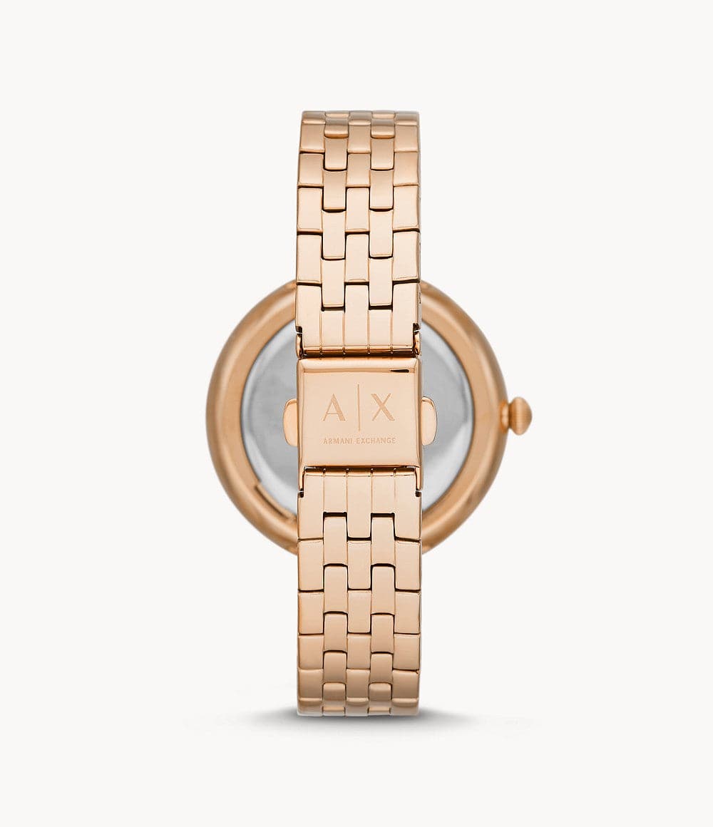 Armani Exchange AX5328I Women's Quartz Analog Watch Rose Gold Sunray Dial Rose Gold Stainless Steel Bracelet