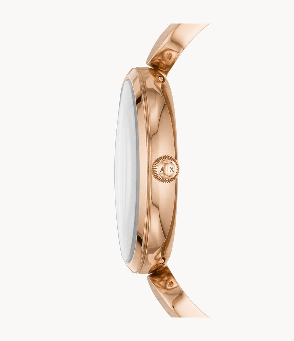 Armani Exchange AX5328I Women's Quartz Analog Watch Rose Gold Sunray Dial Rose Gold Stainless Steel Bracelet