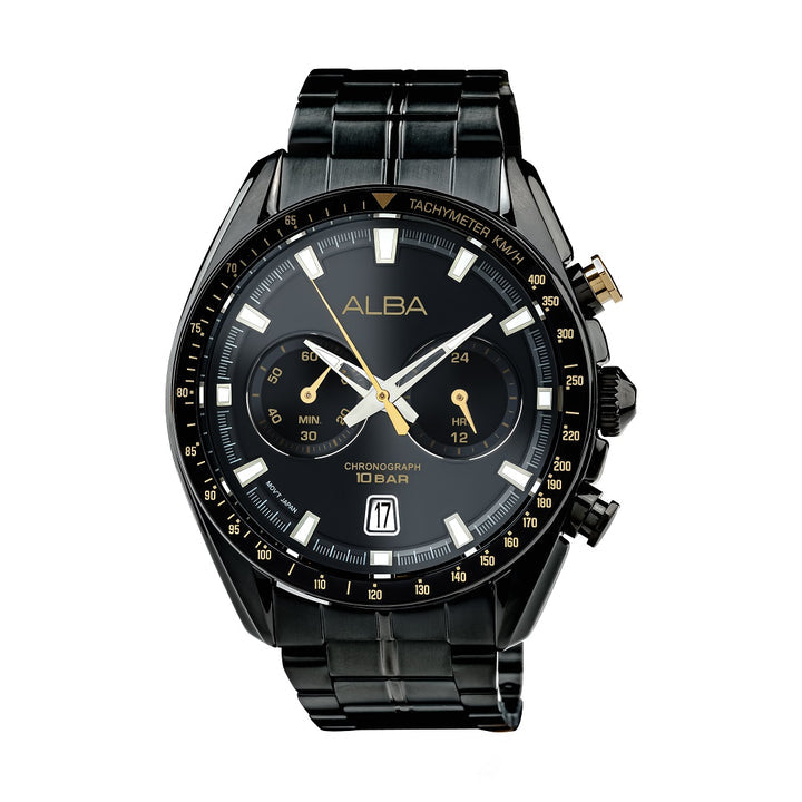 Alba A4B013X1 Men’s Chronograph Watch with Black Dial & Stainless-Steel Strap