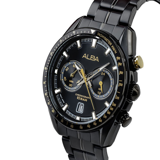 Alba A4B013X1 Men’s Chronograph Watch with Black Dial & Stainless-Steel Strap