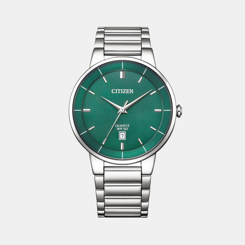 Citizen BI5120-51X Quartz Analog Green Dial with Stainless Steel Watch for Men