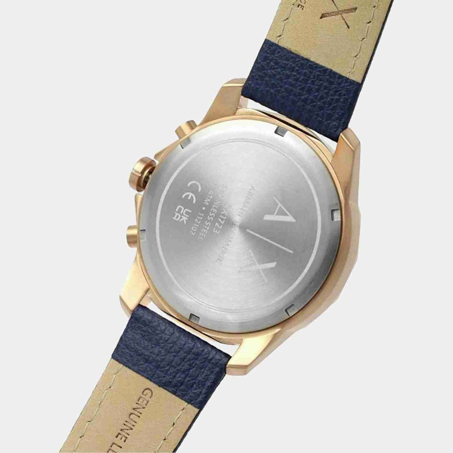 Armani Exchange AX1723I Men's Quartz Chronograph Watch Blue Sunray Dial Blue Leather Strap