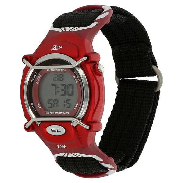 Zoop NUC3001PV03 Digital Kids Watch with Grey Dial & Black Nylon Strap