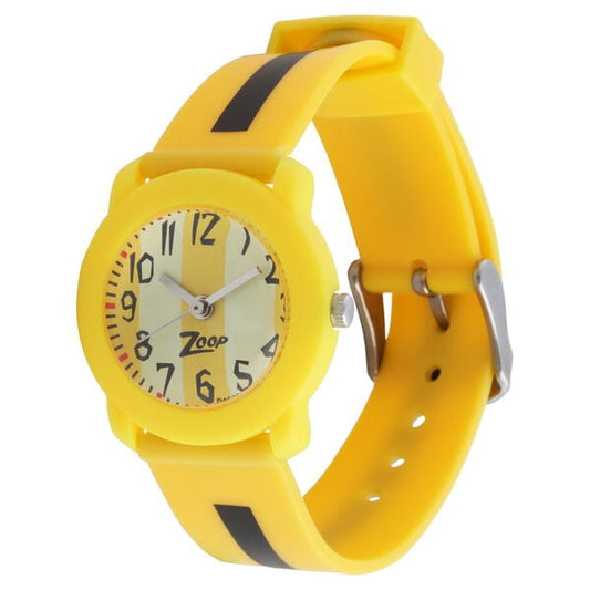 Zoop NUC3025PP03 Analog Kids Watch with Yellow Dial & Yellow PU Strap