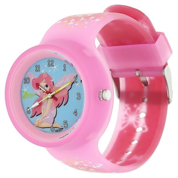Zoop C3029PP11W Glow in the Dark Quartz Analog Blue Dial Pink Plastic Strap Kids Watch