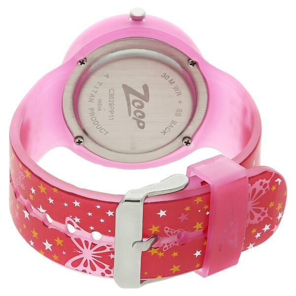Zoop C3029PP11W Glow in the Dark Quartz Analog Blue Dial Pink Plastic Strap Kids Watch