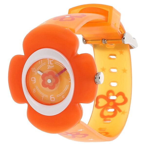 Zoop NPC4008PP02 Analog Quartz Kids’ Watch with Orange Dial and Multicoloured PU Strap
