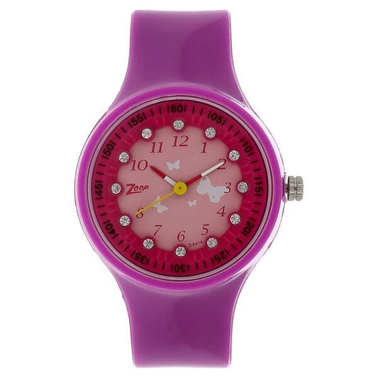 Zoop NSC4038PP03W Kids Girls Pink Dial Purple Strap Analog Watch