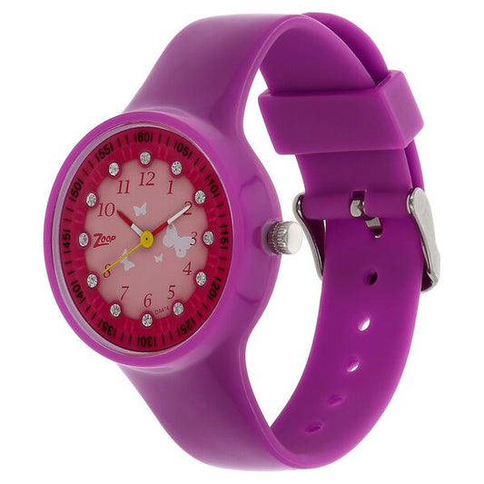 Zoop NSC4038PP03W Kids Girls Pink Dial Purple Strap Analog Watch