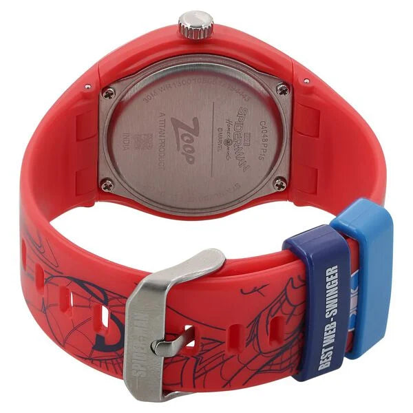 Zoop C4048PP15 Marvel Spider-Man Quartz Analog Red Dial Red PU Strap Kids Watch