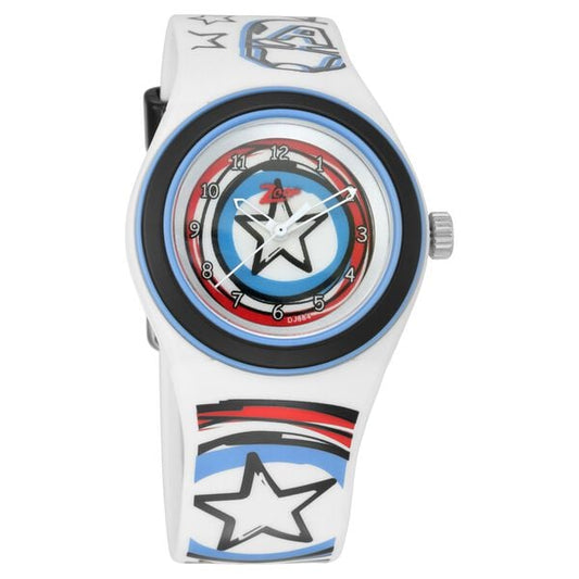 Zoop NSC4048PP28 Kids Unisex “Marvel Captain America” White-Dial Plastic Strap Analog Watch