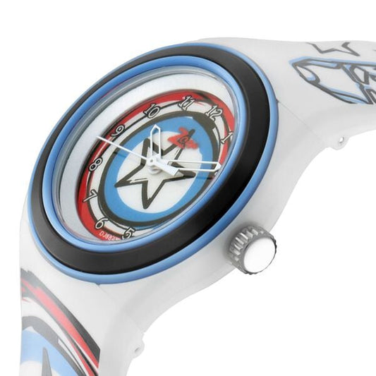 Zoop NSC4048PP28 Kids Unisex “Marvel Captain America” White-Dial Plastic Strap Analog Watch
