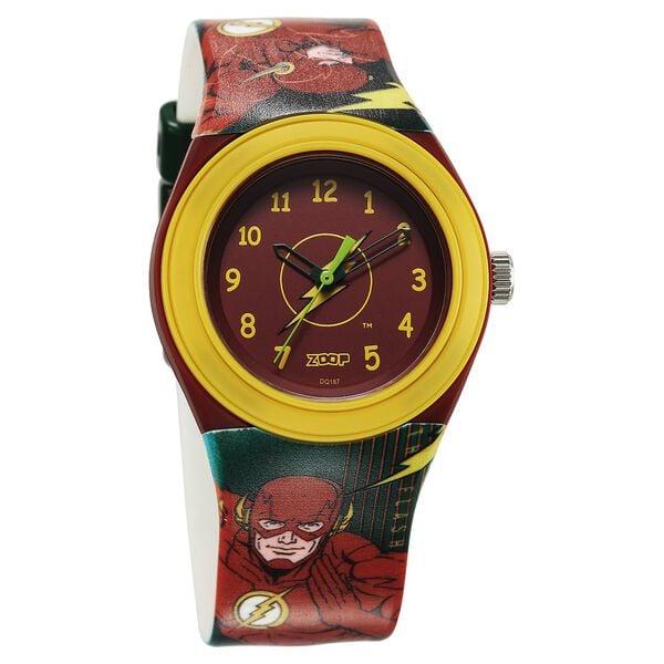 Zoop C4048PP55 Analog Quartz Kids’ Watch with Red Dial and Multicoloured PU Strap