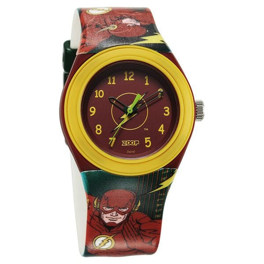 Zoop C4048PP55 Analog Quartz Kids’ Watch with Red Dial and Multicoloured PU Strap